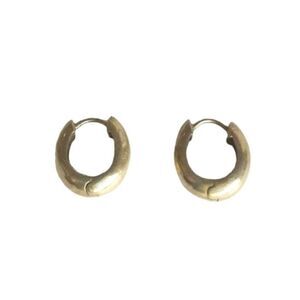 Vintage Round Classic Folding Hoop Earrings Sterling Silver 925